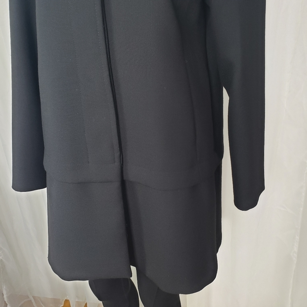 Zara Basic Black Wool Blend Coat Jacket Size Xl - image 4